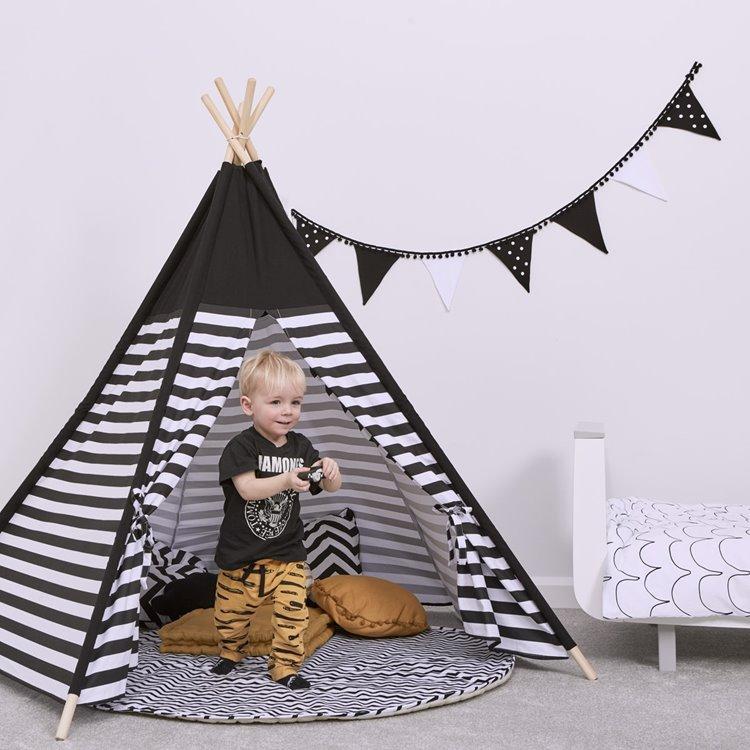 Snuzpod Kids Teepee Play Tent Black Stripe - Scandibørn