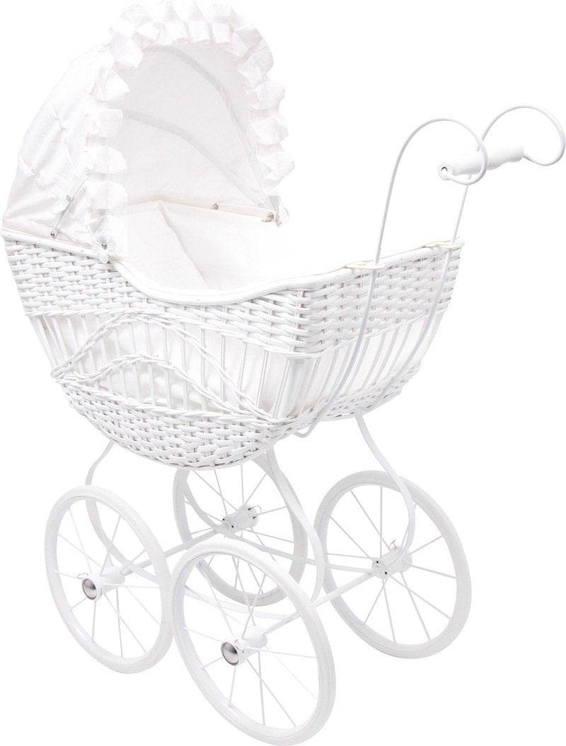 White Wicker Dolls Pram - Scandibørn