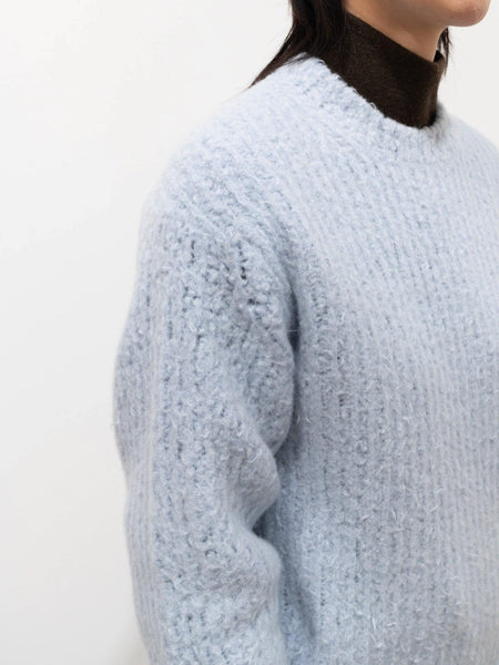 Milled Wool Moal Knit Big Pullover - Light Blue