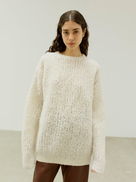 Milled Wool Moal Knit Big Pullover - Light Blue