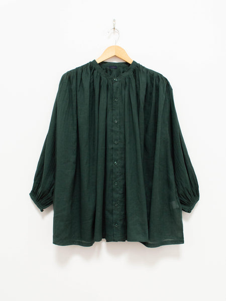 Volume Tuck Gather Blouse - Green