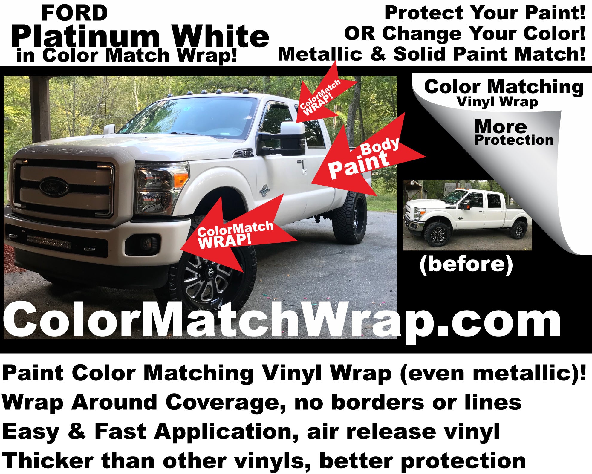 Chrome Delete with Color Matching Vinyl Wrap Ford UG Platinum White