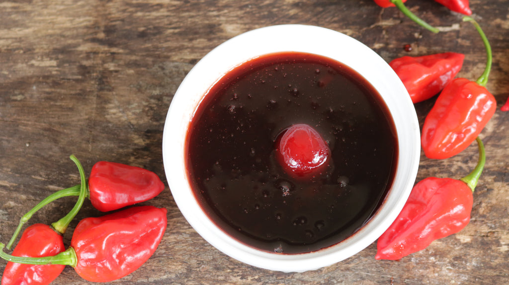 Cherry-Bourbon Ghost Pepper Hot Sauce