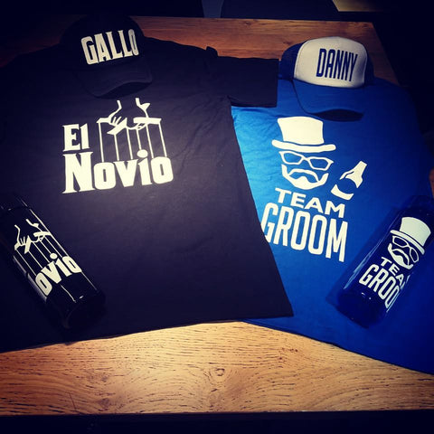 playeras y gorras  para novio 