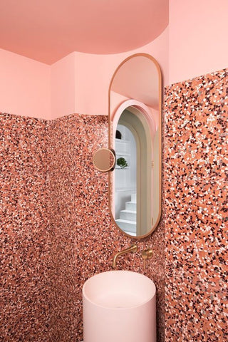 interior design bathroom mosaic terrazzo coral trend vavoom inspiration blog