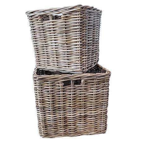 Baskets Set of 2 Kubu Grey Rattan Jumbo Storage Baskets
