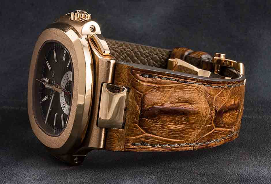 alligator horn back watch band and leather strap