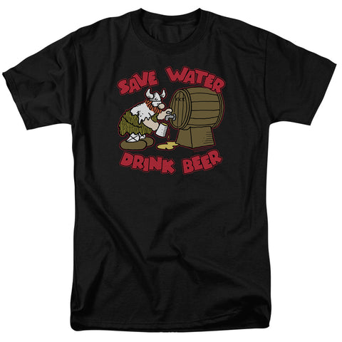HAGAR THE HORRIBLE/SAVE WATER DRINK BEER-S/S ADULT 18/1-BLACK-2X
