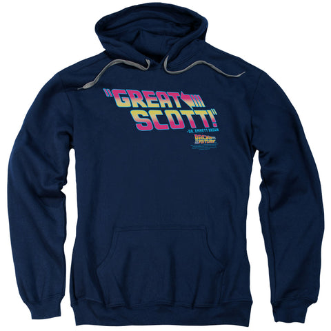 BACK TO THE FUTURE/GREAT SCOTT - ADULT PULL-OVER HOODIE - Navy - XL