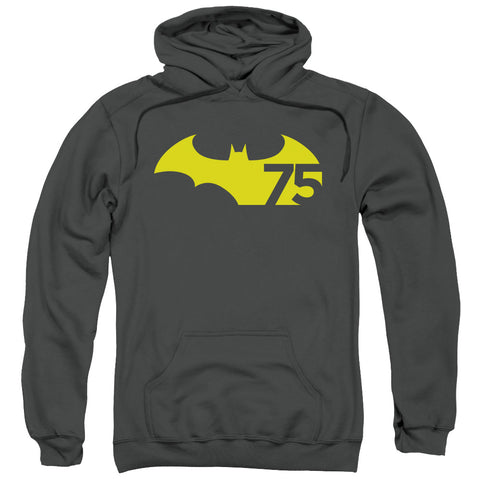 BATMAN/75 LOGO 2-ADULT PULL-OVER HOODIE-CHARCOAL-3X
