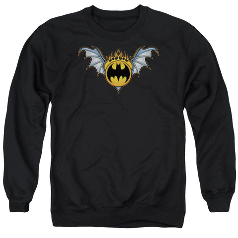 BATMAN/BAT WINGS LOGO - ADULT CREWNECK SWEATSHIRT - BLACK - MD