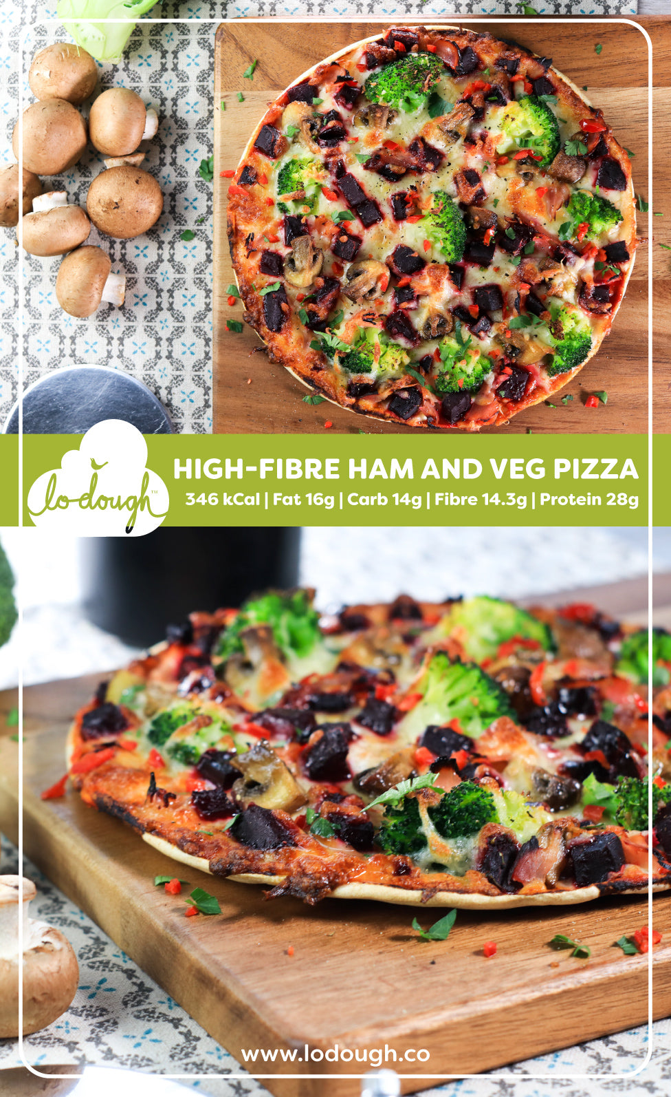 High-Fibre Ham and Veg Pizza
