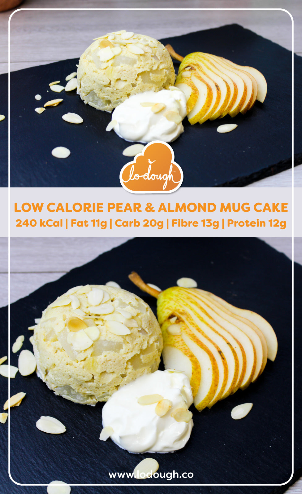 Lo-Dough Pear and Almond Mug Cake