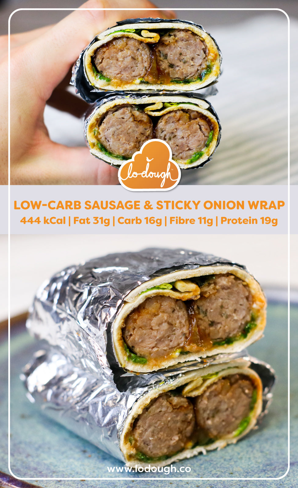 Low-Carb Sausage & Sticky Onion Wrap