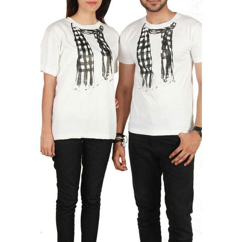 The Ajmery - Jersey Scarf Graphic T-Shirt - White