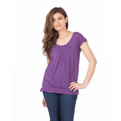 Ajmery Enterprise - Viscose Western Tunic With 3 Button Placket On Neck - KTY-92 - Purple