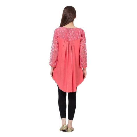 Ajmery Enterprise - Baby Cotton and Net Top For Women - Pink