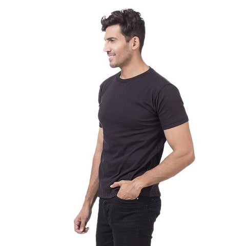 Ajmery Enterprise - Cotton Half Sleeves Plain T-Shirt For Men - Black