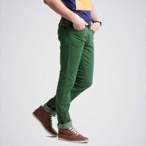 The Ajmery - Men's Slim Fit Cotton Jeans - Green