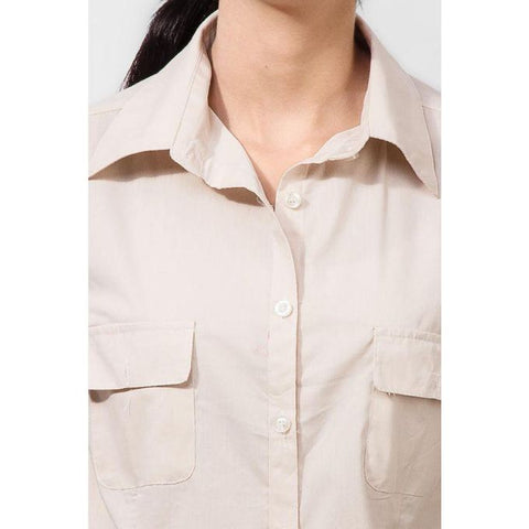 Ajmery Enterprise - Cotton Formal Camp Shirt with Dual Pockets - Cream