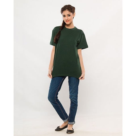Ajmery Enterprises - Women's Pine Short Sleeve Solid T-Shirt - KTY-C275 - Green