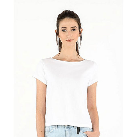 Katy & Cross Basic Cotton Crop Top For Women - White