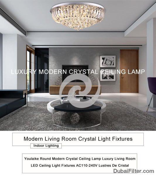 Dubai Filter Round Modern Crystal Ceiling Lamp Luxury Living