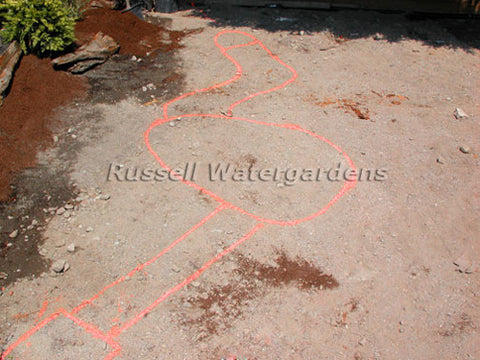How to build a water garden pond - paint your design on the ground