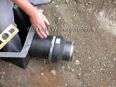 How to build a water garden pond - skimmer inlet pipe adaptor attached