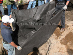 How to build a water garden pond - install the underlayment