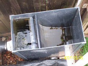 Conventional pond sieves are extremely unattractive in the landscape
