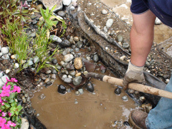 The only way to prevent conventional pondless waterfalls from clogging with debris is to replace them with Ultimate pondless waterfalls.