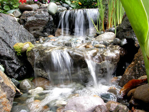 An Ahi Hydro Vortex™ small waterfall filter lets you build beautiful and easy to maintain pondless waterfalls.