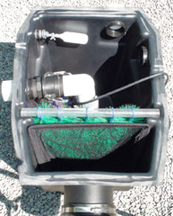 Piper HydroClean pond skimmer with pump using left side outlet with auto fill valve installed