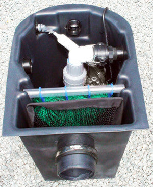 Seagull HydroClean small pond skimmer with pump using the right outlet port and auto fill valve installed