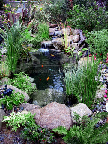 The Ahi Hydro Vortex™ small waterfall filter becomes invisible behind the waterfalls and creates beautiful and easy to maintain water garden ponds.