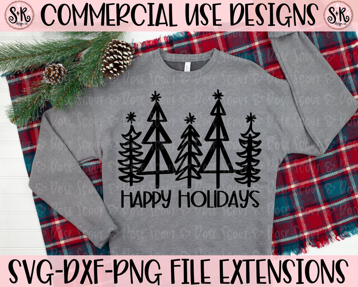 Download Happy Holidays Trees Svg Dxf Png 2020 Scout And Rose Design Co PSD Mockup Templates