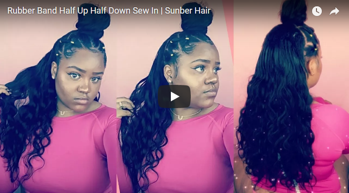 Rubber Band Half Up Half Down Sew In With Sunber Hair