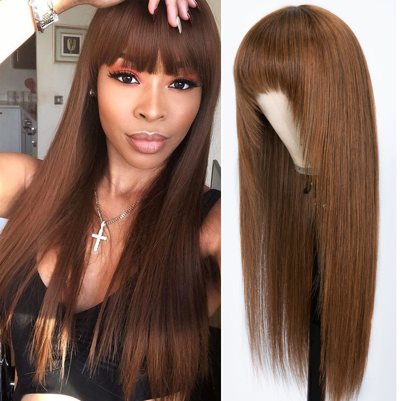Sunber Chocolate Brown Layer Cut Straight Glueless Wigs Affordable Hum