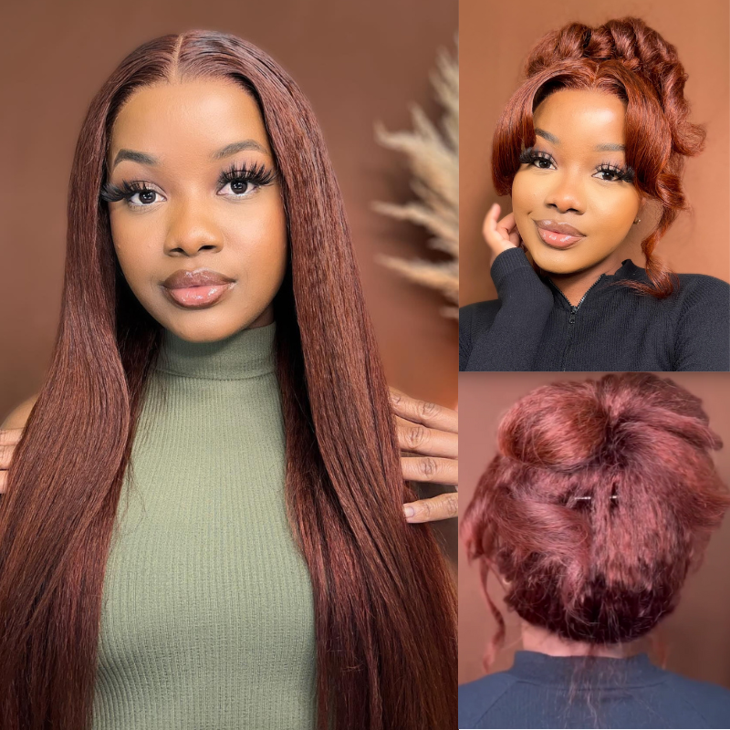 dark auburn lace front wig