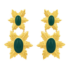 Florentina Earrings Green Onyx and 24kt Gold Plate