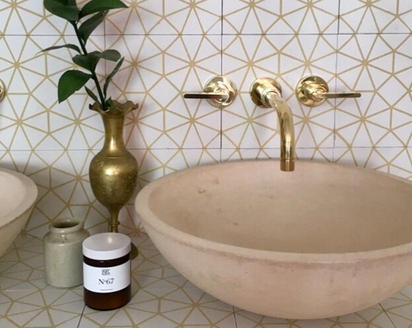 Bert & May White and Gold Octagon Tile
