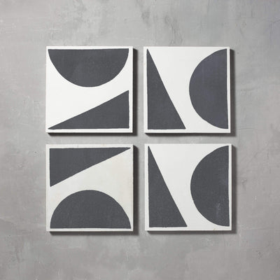 Black Split Shift Three Tiles - Handmade