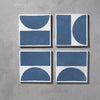 Blue Split Shift Two Tiles - Handmade