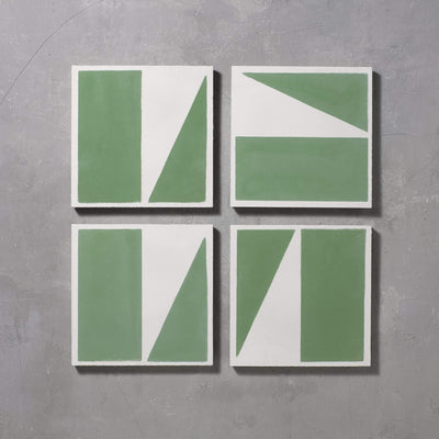 Green Split Shift One Tiles - Handmade