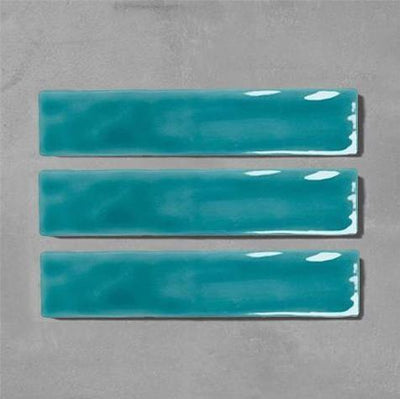Skinny Teal Blue Metro Tile Tiles - Glazed