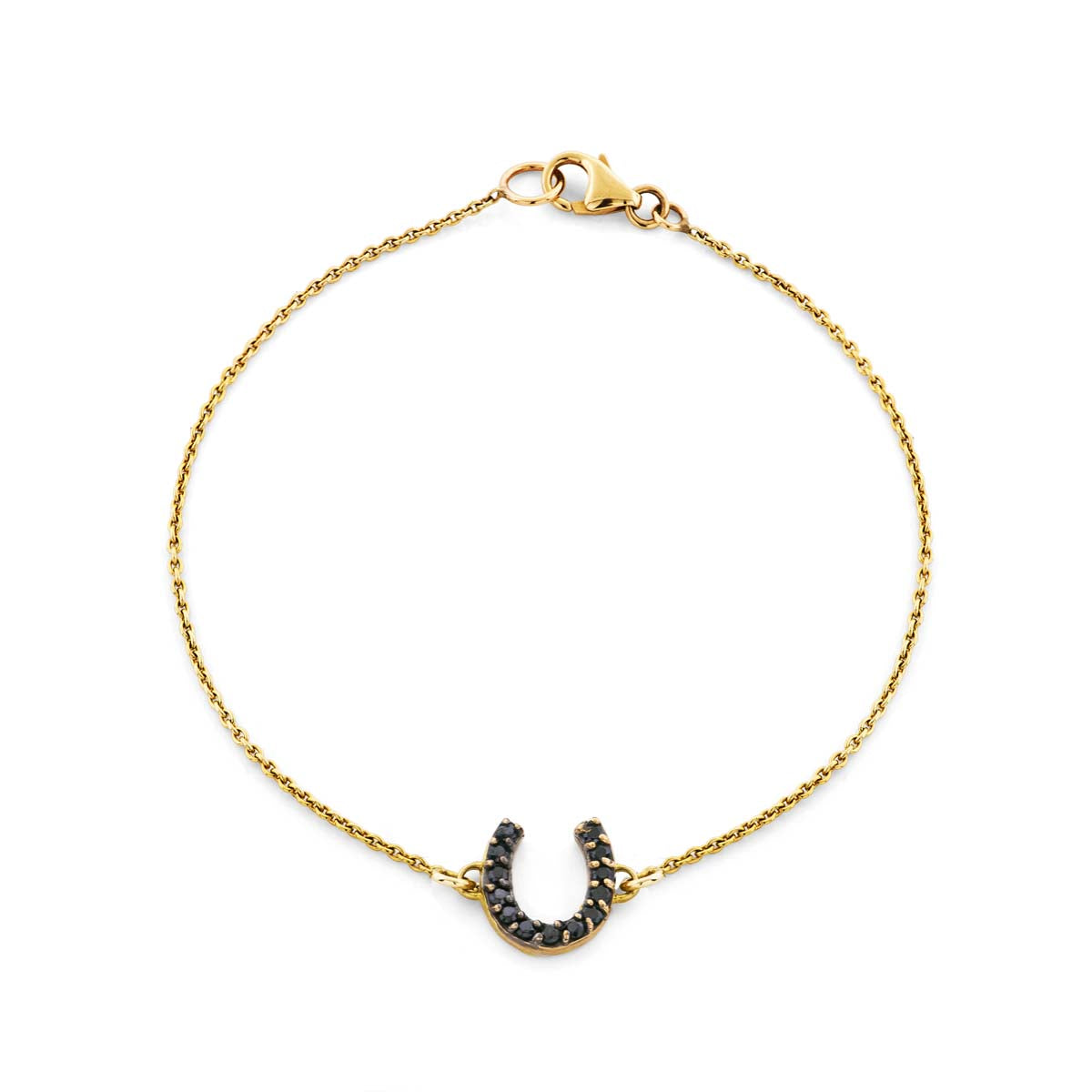 Black Diamond & Gold Horseshoe Bracelet