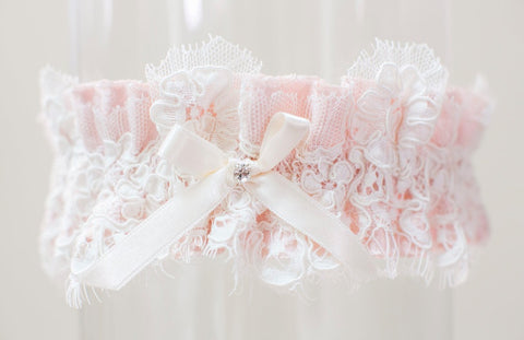 blush pink wedding garter 
