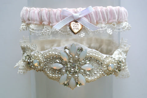 vintage locket wedding garter 