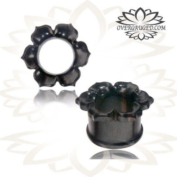 Sold as a pair 5/8 Earrings Rings Organic Wood Full Bloom Rosebud Handcarved Double Flared Plug 